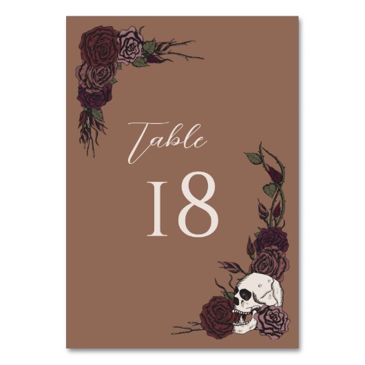 Tan Brown Gothic Wedding Table Number Card テーブルナンバー (正面)