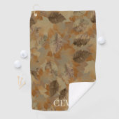 Tan Brown Leaves Custom Monogram or Name Camo ゴルフタオル (インサイチュ)