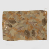 Tan Brown Leaves Custom Monogram or Name Camo ゴルフタオル (横)
