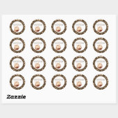 Tan + brown zebra少年の赤ちゃんシャワーステッカー ラウンドシール (シート)