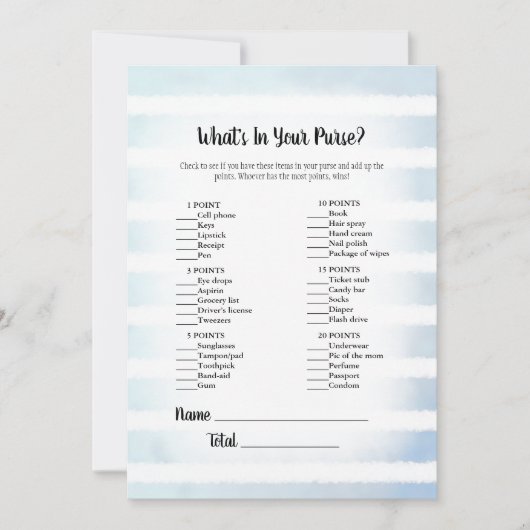 Tan Bunny Blue財布ゲームの内容 招待状 (正面)