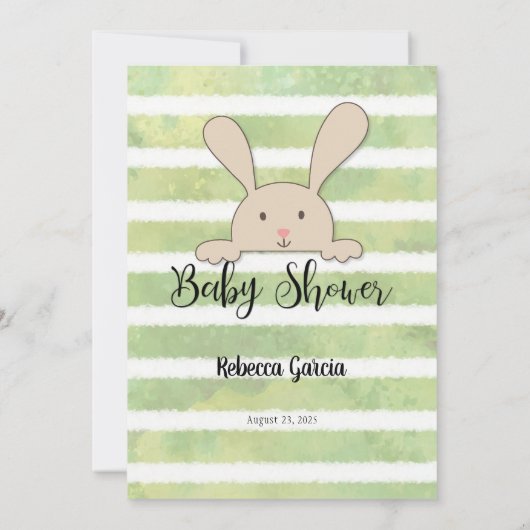 Tan Bunny Green Guess The Features Game Card 招待状 (裏面)