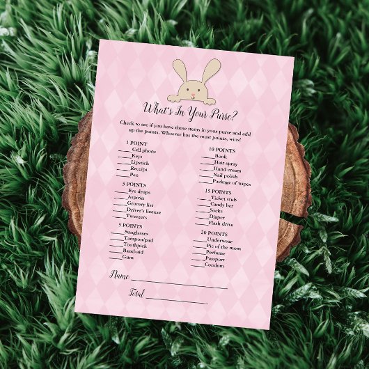 Tan Bunny Rabbit Pinkあなたの財布のゲームの中にあるものを 招待状