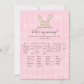 Tan Bunny Rabbit Pink Who's My Mommy Game 招待状 (正面)