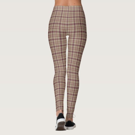 Tan Burgundy Plaid Classic Pattern レギンス (裏面)