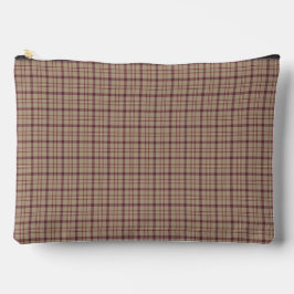 Tan Burgundy Plaid Classic Pattern Retro アクセサリーポーチ