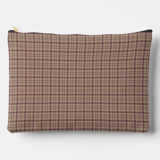 Tan Burgundy Plaid Classic Pattern Retro アクセサリーポーチ (正面)