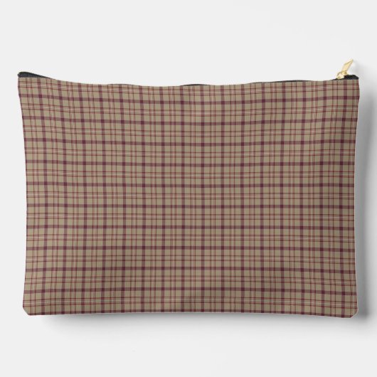 Tan Burgundy Plaid Classic Pattern Retro アクセサリーポーチ (裏面)