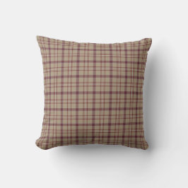 Tan Burgundy Plaid Classic Pattern Throw Pillow クッション