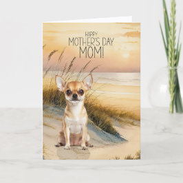 Tan Chihuahua Dog Sunset Beach Mother's Day シーズンカード