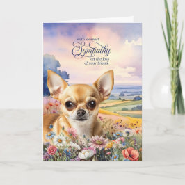 Tan Chihuahua Field of Wildflowers Pet Sympathy カード