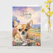 Tan Chihuahua Field of Wildflowers Pet Sympathy カード (黄色い花)