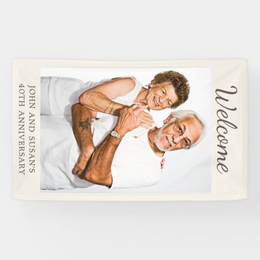 Tan Cream 40thの結婚記念写真へようこそ 横断幕 (横)