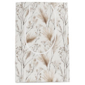 Tan Cream Brown Beach Grass Wedding ミディアムペーパーバッグ (正面)