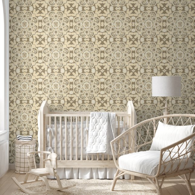 tan & cream geometric tile pattern壁紙 壁紙 (キッズ)