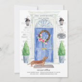 Tan Dachshund Front Door Moving Announcement 招待状 (正面)