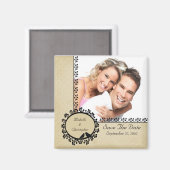 Tan Damask Love Birds Photo Save The Date Magnet マグネット (正面/裏面)