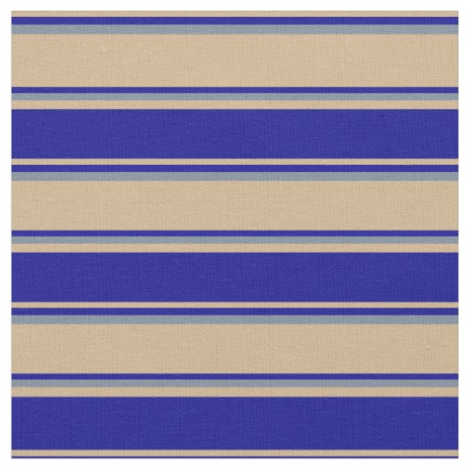 Tan、Dark Blue、およびLight石板グレーパターン ファブリック (クローズアップ)