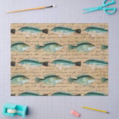 Tan Decompageの緑色の魚書と腐食性 薄葉紙 (クラフト)