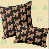 Tan Doodle Dog Black Background Pillow クッション