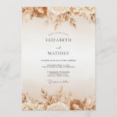 Tan Ethereal Bloom Wedding 招待状 (正面)