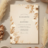 Tan Ethereal Botanical Wedding 招待状