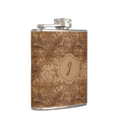 Tan Faux Tooled Leather Vinyl  フラスク (右)