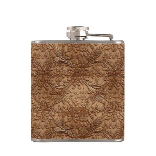 Tan Faux Tooled Leather Vinyl  フラスク (裏面)