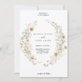 Tan Flora Boho Wildflower Wedding 招待状 (正面)
