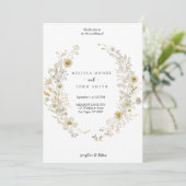 Tan Flora Boho Wildflower Wedding 招待状 (スタンド正面)