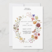 Tan Flora Boho Wildflower Wedding 招待状 (正面)