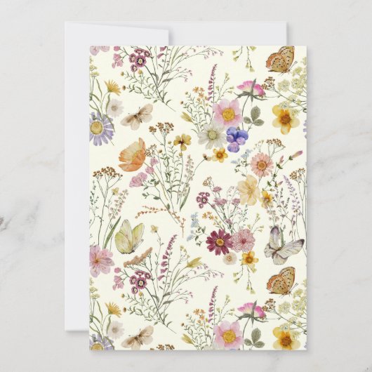 Tan Flora Boho Wildflower Wedding 招待状 (裏面)