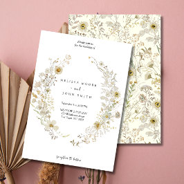 Tan Flora Boho Wildflower Wedding 招待状