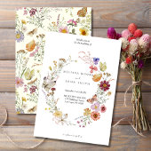 Tan Flora Boho Wildflower Wedding 招待状