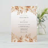 Tan Floral Enchantment Wedding 招待状 (スタンド正面)