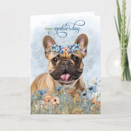 Tan French Bulldog Wildflowers Mother's Day シーズンカード
