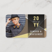 Tan Geometric Linesスタイリッシュ写真モダン院生 コーリングカード (正面)