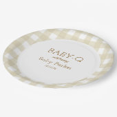 Tan Gingham Baby-Q Circular Plate 2 ペーパープレート (アングル)