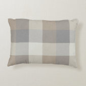 Tan、Gray、およびアイボリーPlaidニュートラル アクセントクッション (裏面)