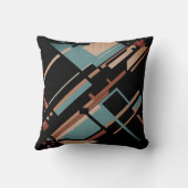 Tan Gray-Green Rust on Black Diagonal Abstract クッション (裏面)