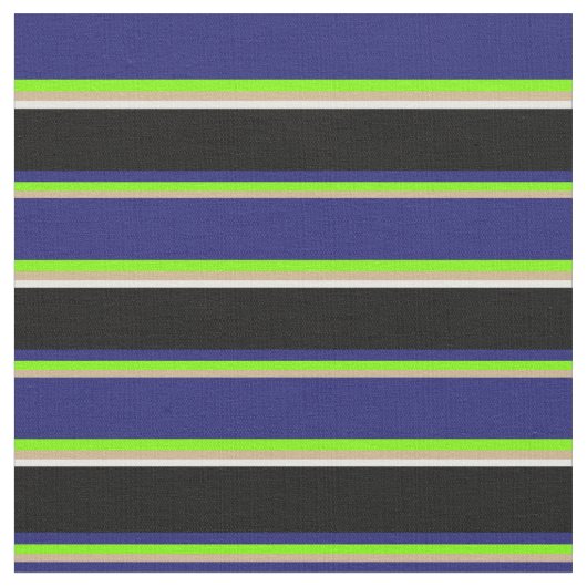 Tan、Green、Midnight Blue、Black、およびWhite Lines ファブリック (クローズアップ)