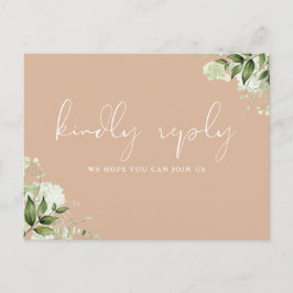 Tan Greenery Song Request RSVPポストカード インビテーションポストカード