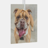 Tan Happy Dog写真 ガラスオーナメント (正面右)