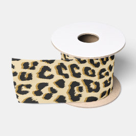 Tan Leopardプリント サテンリボン