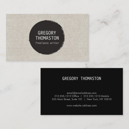 Tan Linenのブラックインクブロフェイクー円 名刺 (正面/裏面)