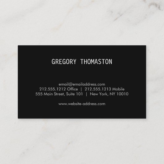 Tan Linenのブラックインクブロフェイクー円 名刺 (裏面)