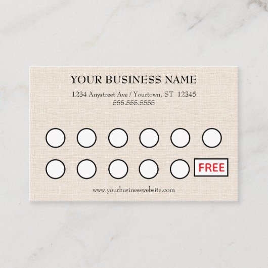 Tan Linen Look Generic Customer Rewards 名刺 (正面)