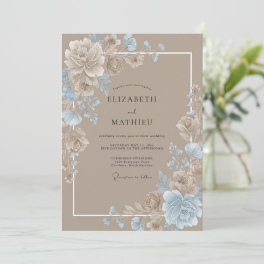 Tan Lush Rustic Wedding 招待状 (スタンド正面)