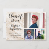 Tan Marble 3フォトスクール卒業発表 招待状 (正面)