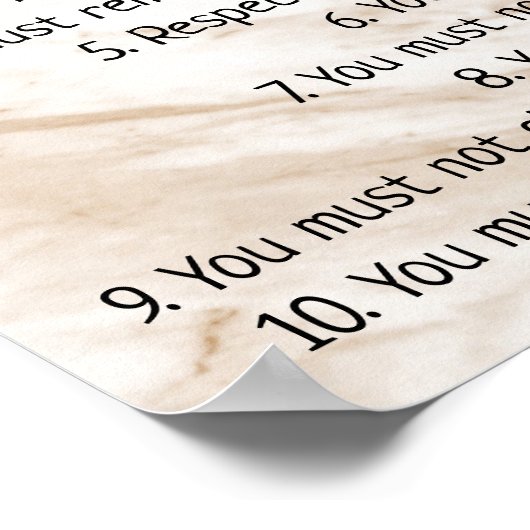 Tan Marble Ten Commandmentsバイブル・サイン ポスター (角)